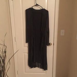 Chocolate brown fringe duster. Size small .